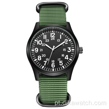Relógio casual masculino para piloto da força aérea masculina com pulseira de náilon e relógio ao ar livre com visor 24h de quartzo relogio masculino